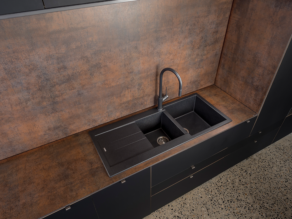 Santorini 1 & 3/4 Bowl Topmount Sink - Black Santorini 1 & 3/4 Bowl Topmount Sink - Black image 3